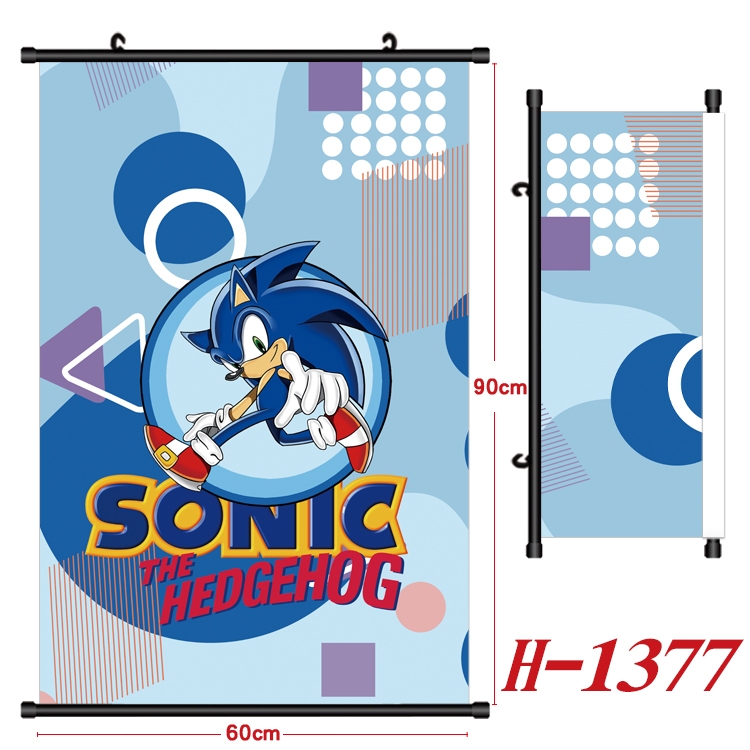 Sonic The Hedgehog Anime Black Plastic Rod Canvas Painting 60X90CM  H1377
