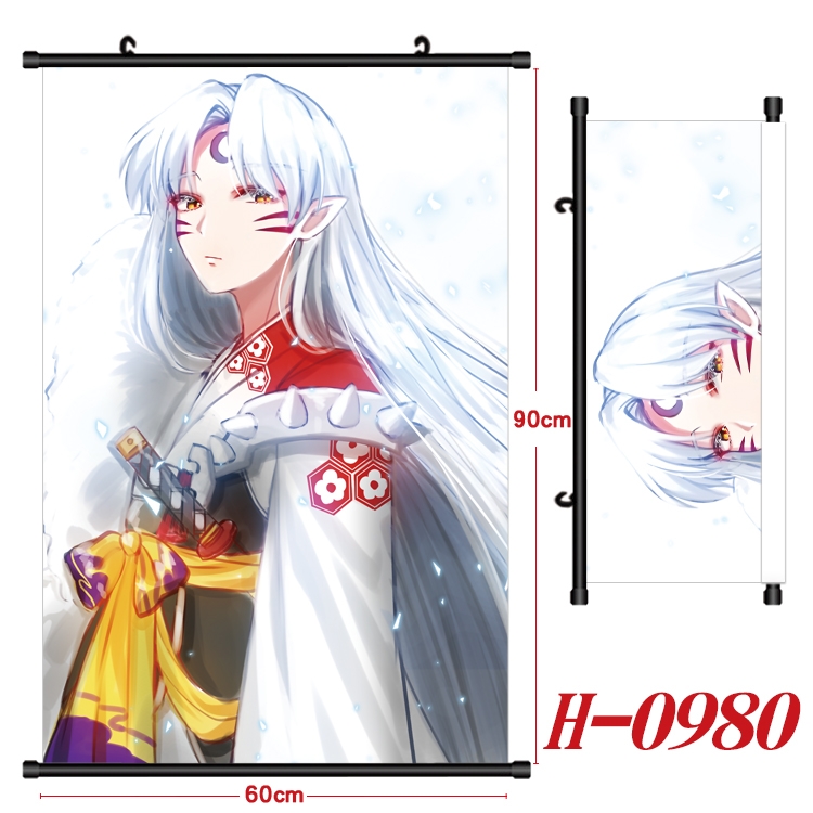 Inuyasha Anime Black Plastic Rod Canvas Painting 60X90CM H0980