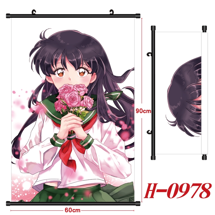 Inuyasha Anime Black Plastic Rod Canvas Painting 60X90CM H0978