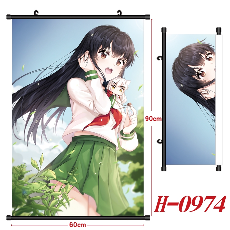 Inuyasha Anime Black Plastic Rod Canvas Painting 60X90CM  H0974