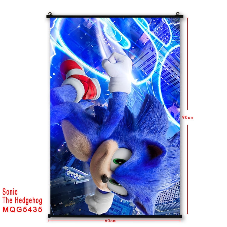 Sonic The Hedgehog black Plastic rod Cloth painting Wall Scroll 60X90CM  MQG-5435