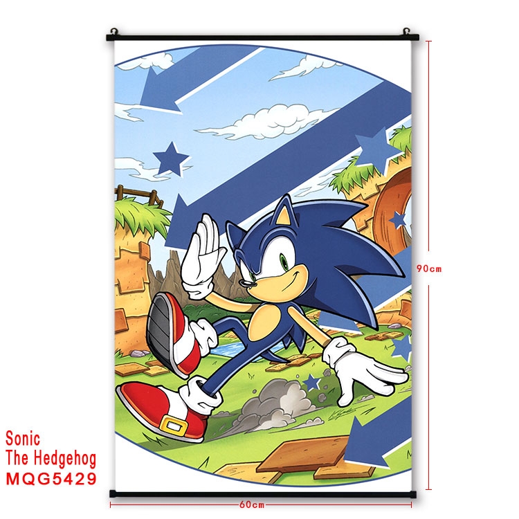 Sonic The Hedgehog black Plastic rod Cloth painting Wall Scroll 60X90CM   MQG-5429