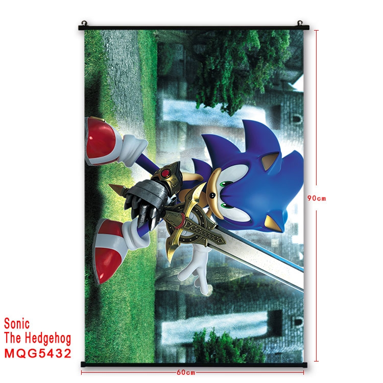 Sonic The Hedgehog black Plastic rod Cloth painting Wall Scroll 60X90CM MQG-5432