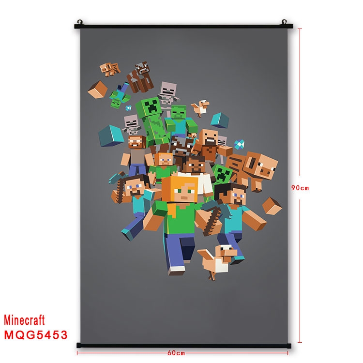 Minecraft black Plastic rod Cloth painting Wall Scroll 60X90CM MQG-5453