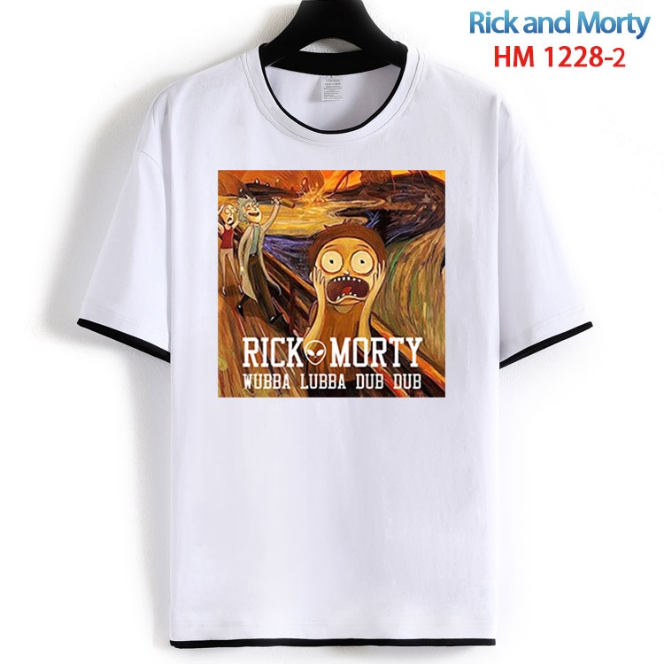 Rick and Morty Cotton crew neck black and white trim short-sleeved T-shirt  from S to 4XL  HM 1228 2