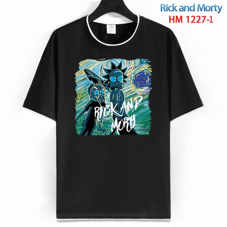 Rick and Morty Cotton crew neck black and white trim short-sleeved T-shirt  from S to 4XL HM 1227 1