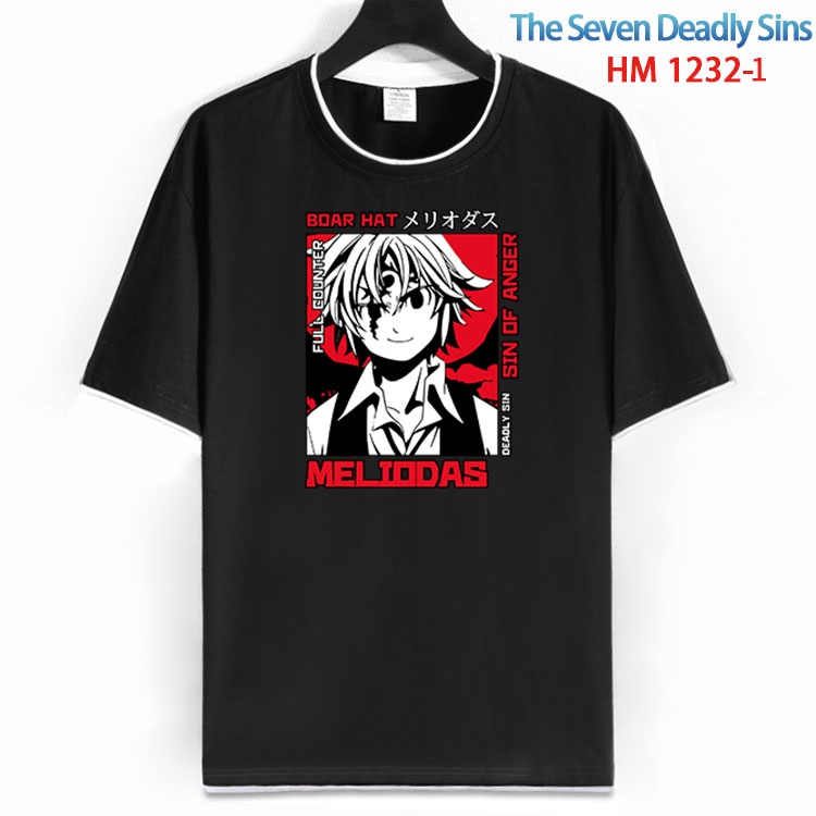 The Seven Deadly Sins Cotton crew neck black and white trim short-sleeved T-shirt  from S to 4XL  HM 1232 1