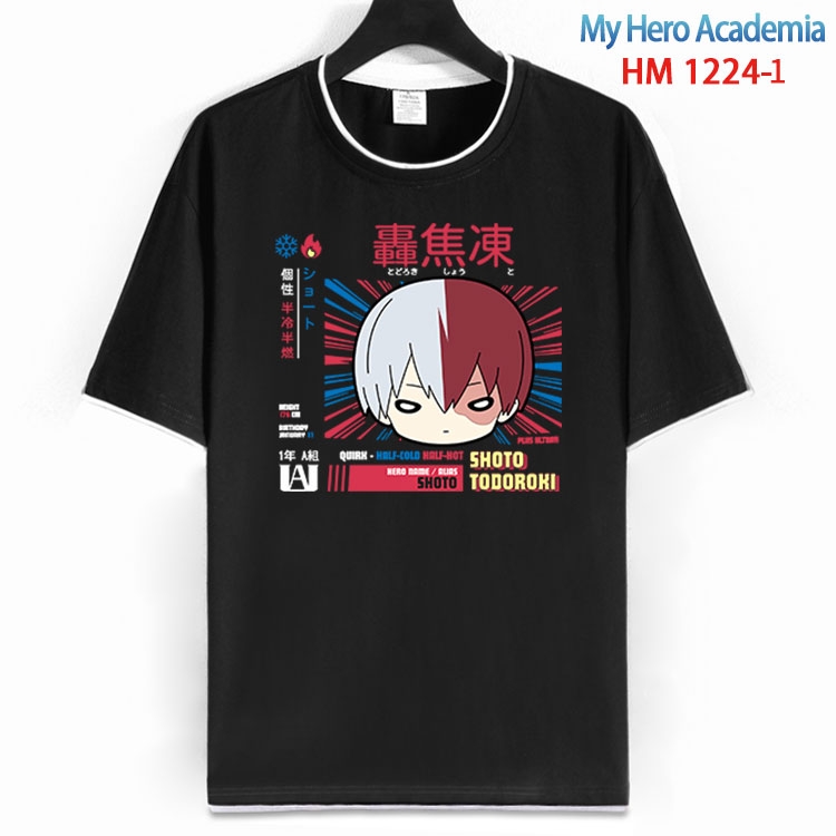 My Hero Academia Cotton crew neck black and white trim short-sleeved T-shirt  from S to 4XL  HM 1224 1