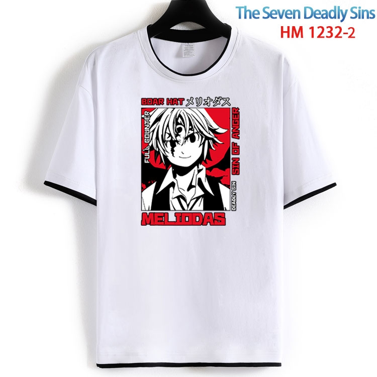 The Seven Deadly Sins Cotton crew neck black and white trim short-sleeved T-shirt  from S to 4XL HM 1232 2