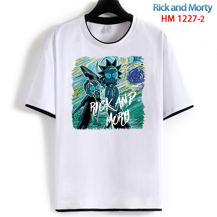 Rick and Morty Cotton crew neck black and white trim short-sleeved T-shirt  from S to 4XL HM 1227 2