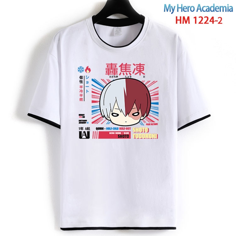 My Hero Academia Cotton crew neck black and white trim short-sleeved T-shirt  from S to 4XL HM 1224 2