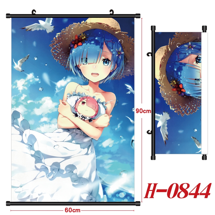 Re:Zero kara Hajimeru Isekai Seikatsu Anime Black Plastic Rod Canvas Painting 60X90CM  H0844