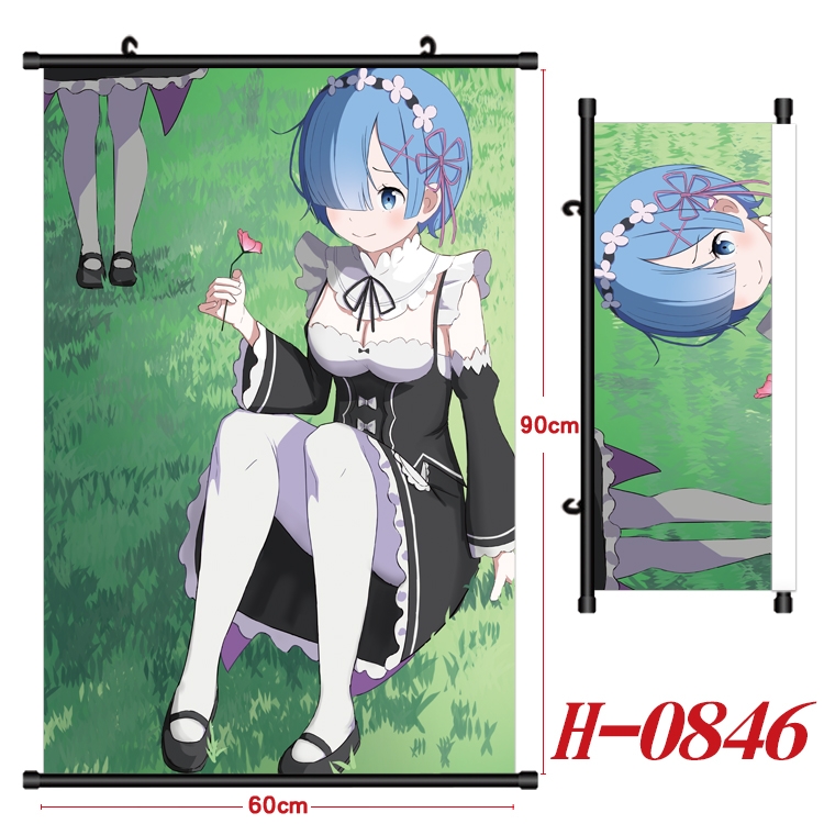 Re:Zero kara Hajimeru Isekai Seikatsu Anime Black Plastic Rod Canvas Painting 60X90CM  H0846