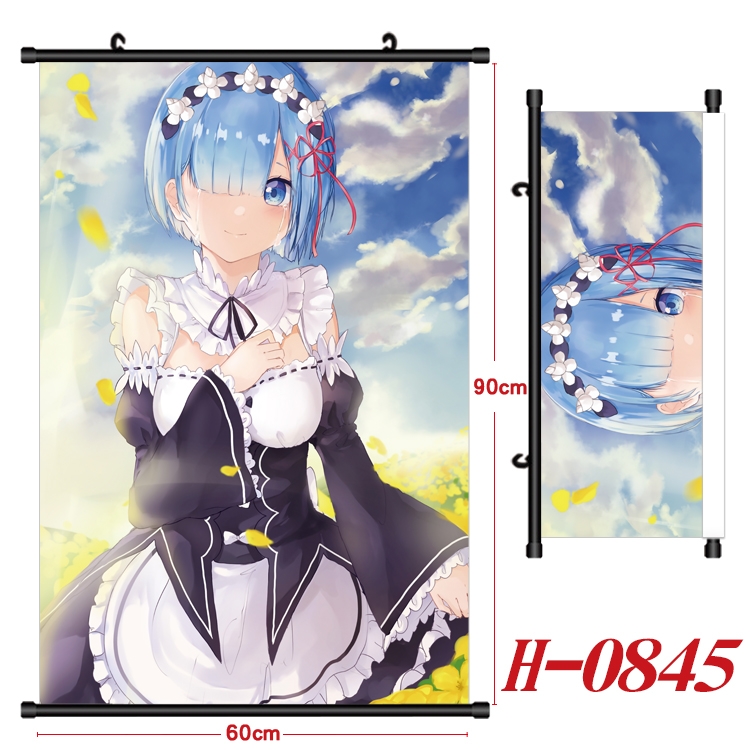 Re:Zero kara Hajimeru Isekai Seikatsu Anime Black Plastic Rod Canvas Painting 60X90CM  H0845