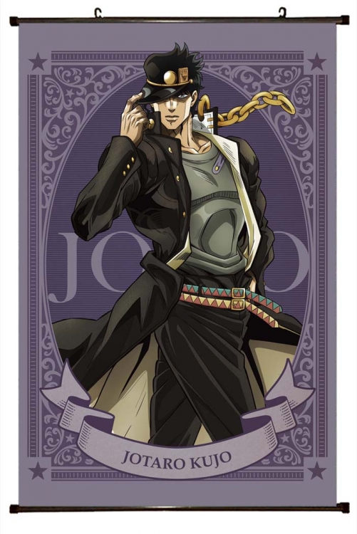 JoJos Bizarre Adventure Anime black Plastic rod Cloth painting Wall Scroll 60X90CM  J1-246