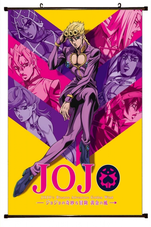 JoJos Bizarre Adventure Anime black Plastic rod Cloth painting Wall Scroll 60X90CM  J1-181