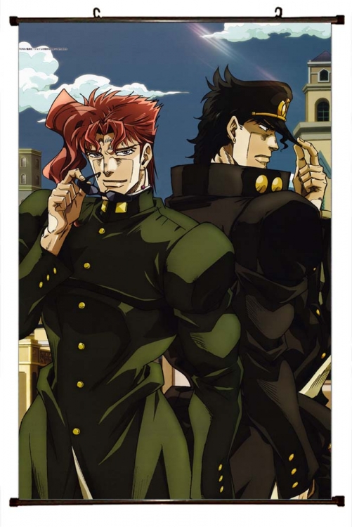 JoJos Bizarre Adventure Anime black Plastic rod Cloth painting Wall Scroll 60X90CM  J1-209