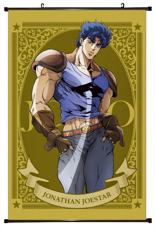 JoJos Bizarre Adventure Anime black Plastic rod Cloth painting Wall Scroll 60X90CM J1-243