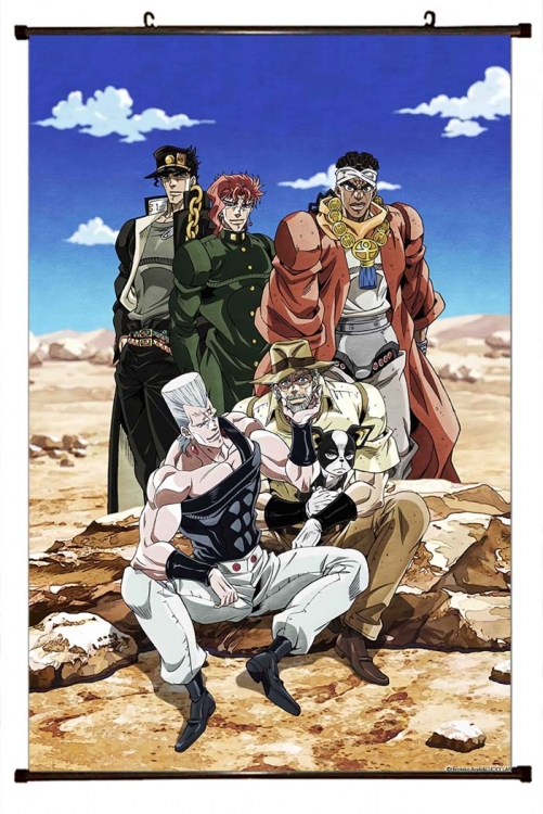 JoJos Bizarre Adventure Anime black Plastic rod Cloth painting Wall Scroll 60X90CM   J1-173