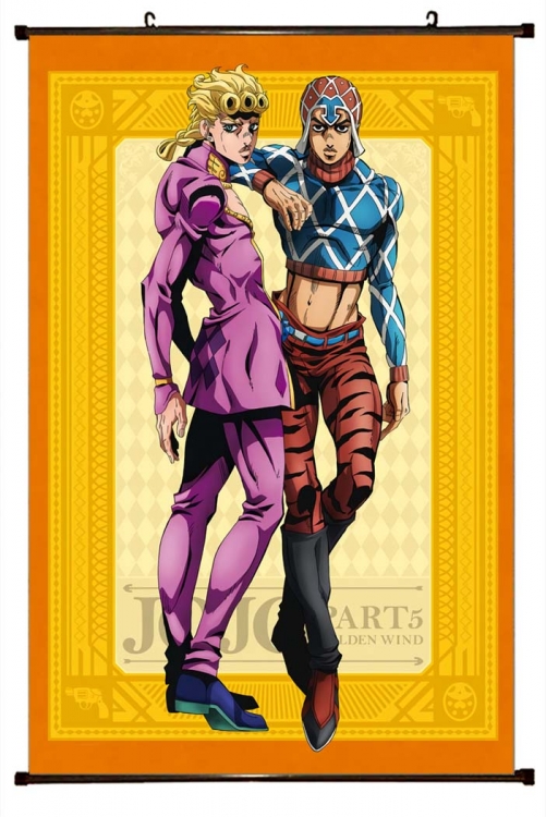 JoJos Bizarre Adventure Anime black Plastic rod Cloth painting Wall Scroll 60X90CM  J1-169