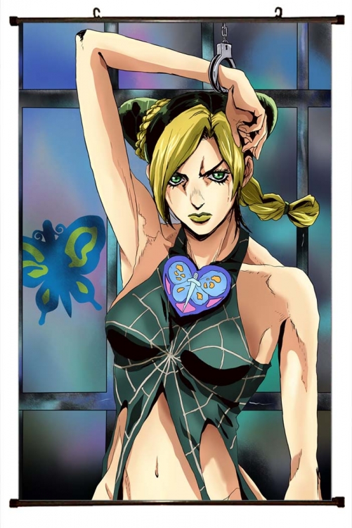 JoJos Bizarre Adventure Anime black Plastic rod Cloth painting Wall Scroll 60X90CM  J1-255