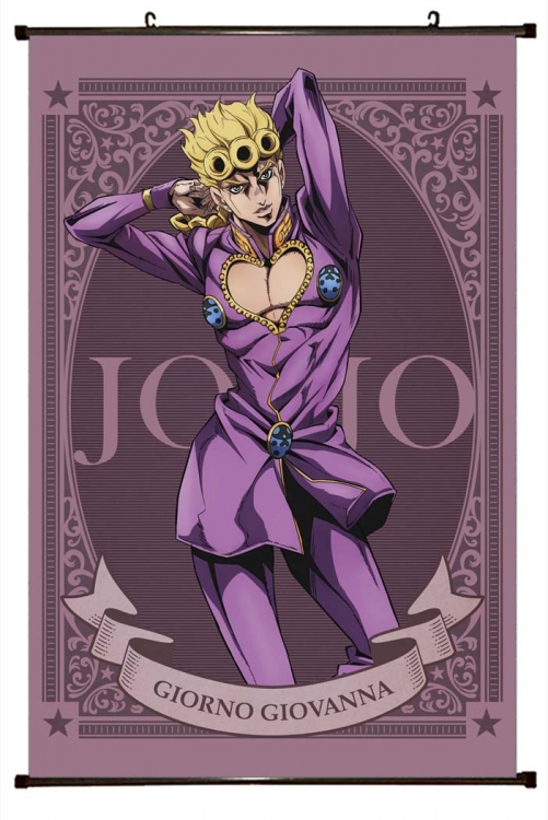 JoJos Bizarre Adventure Anime black Plastic rod Cloth painting Wall Scroll 60X90CM  J1-242