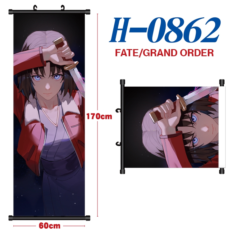 Fate/Grand Order Black plastic rod cloth hanging canvas painting 60x170cm H-0862