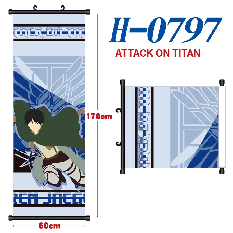 l Shingeki no Kyojin Black plastic rod cloth hanging canvas painting 60x170cm H-0797