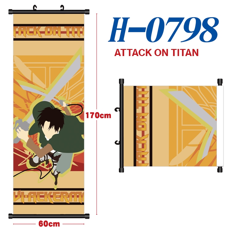 l Shingeki no Kyojin Black plastic rod cloth hanging canvas painting 60x170cm H-0798