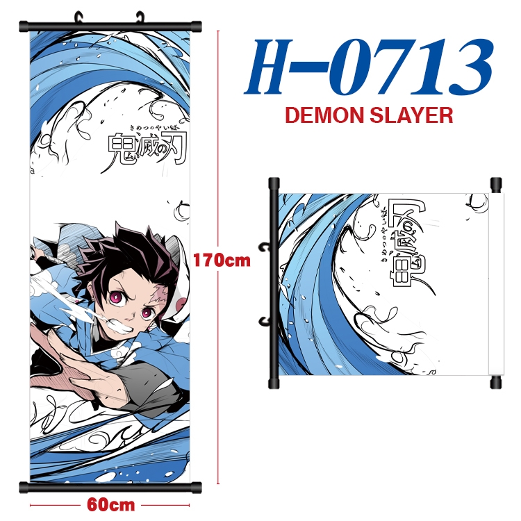 Demon Slayer Kimets Black plastic rod cloth hanging canvas painting 60x170cm H-0713