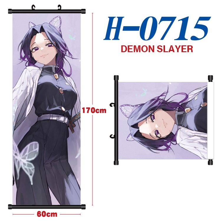 Demon Slayer Kimets Black plastic rod cloth hanging canvas painting 60x170cm H-0715