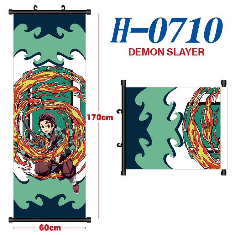 Demon Slayer Kimets Black plastic rod cloth hanging canvas painting 60x170cm H-0710