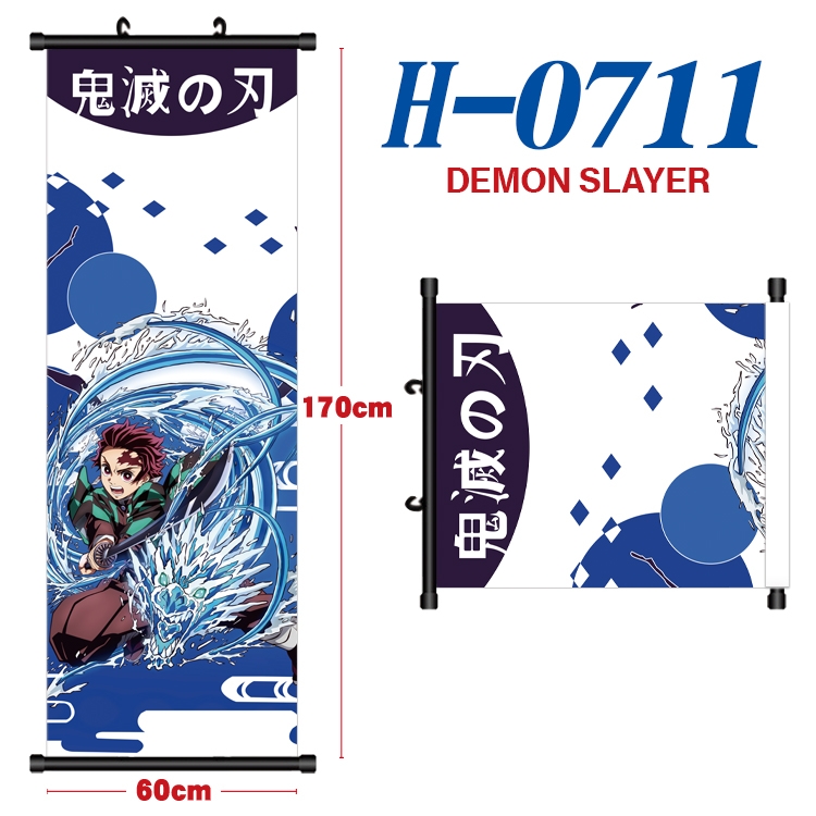 Demon Slayer Kimets Black plastic rod cloth hanging canvas painting 60x170cm H-0711