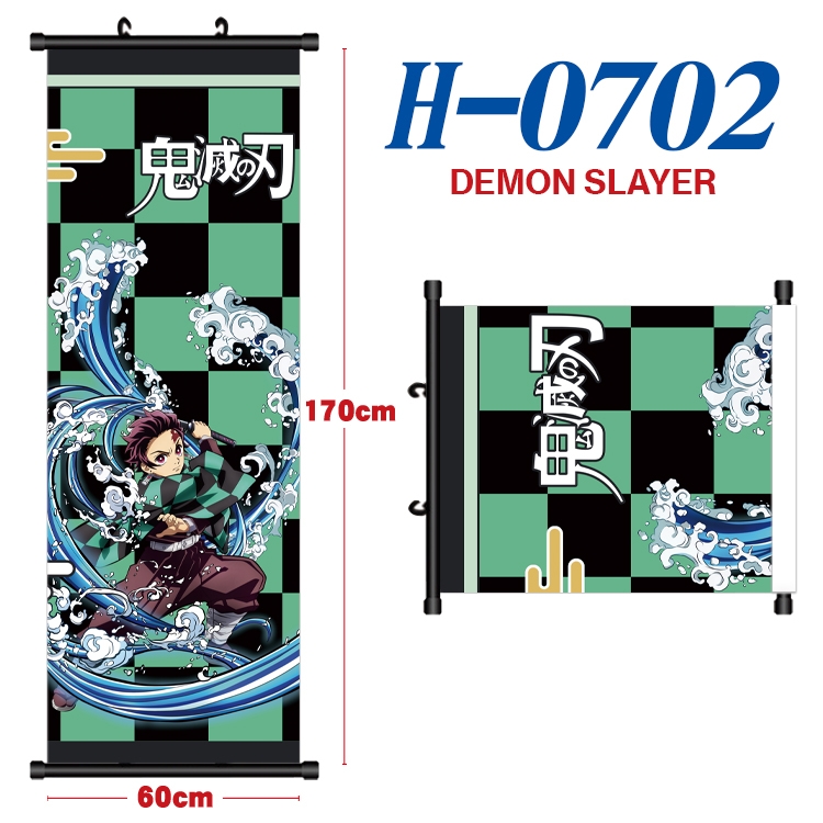 Demon Slayer Kimets Black plastic rod cloth hanging canvas painting 60x170cm H-0702