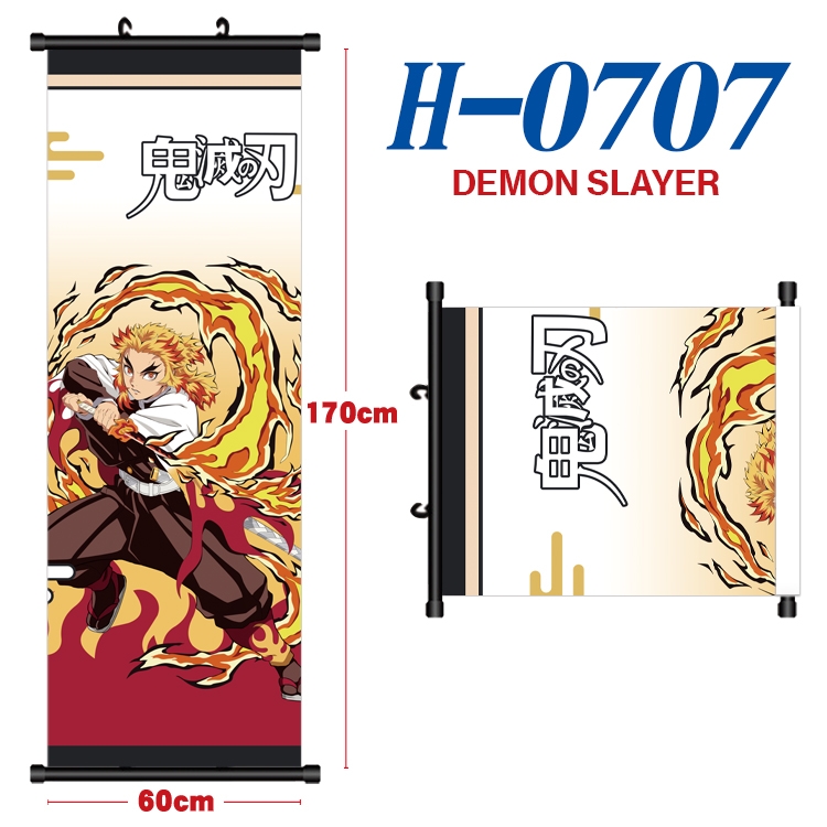 Demon Slayer Kimets Black plastic rod cloth hanging canvas painting 60x170cm H-0707