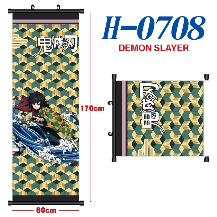 Demon Slayer Kimets Black plastic rod cloth hanging canvas painting 60x170cm H-0708