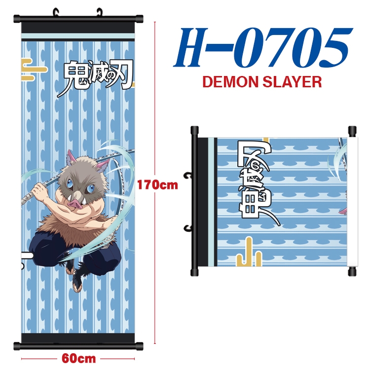 Demon Slayer Kimets Black plastic rod cloth hanging canvas painting 60x170cm H-0705