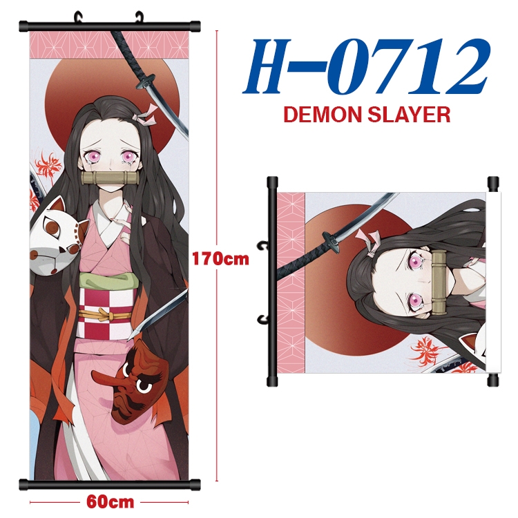 Demon Slayer Kimets Black plastic rod cloth hanging canvas painting 60x170cm H-0712