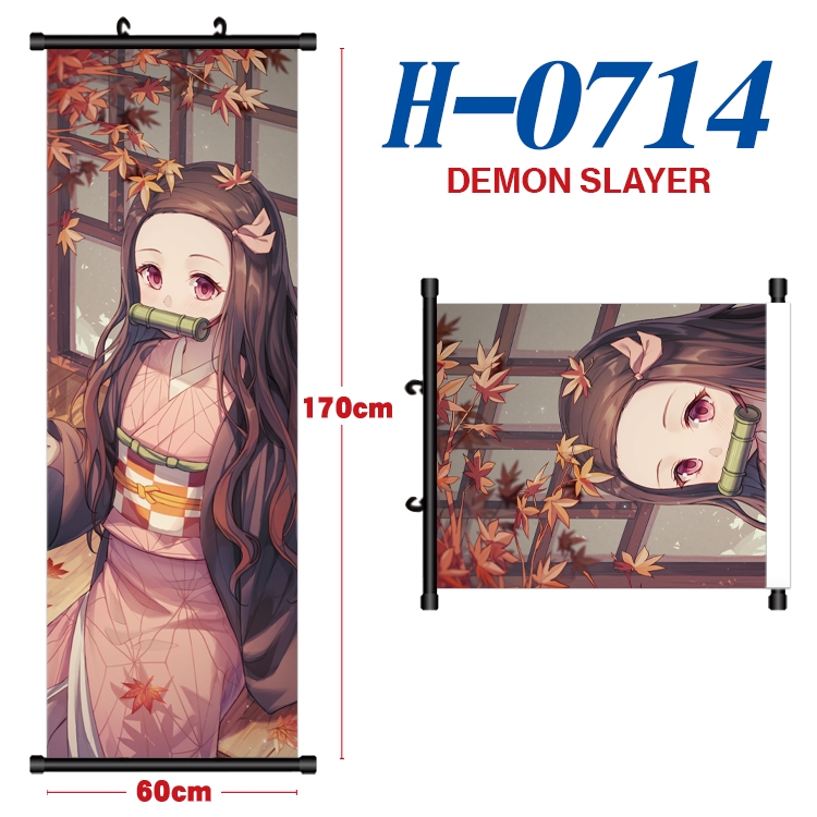 Demon Slayer Kimets Black plastic rod cloth hanging canvas painting 60x170cm H-0714