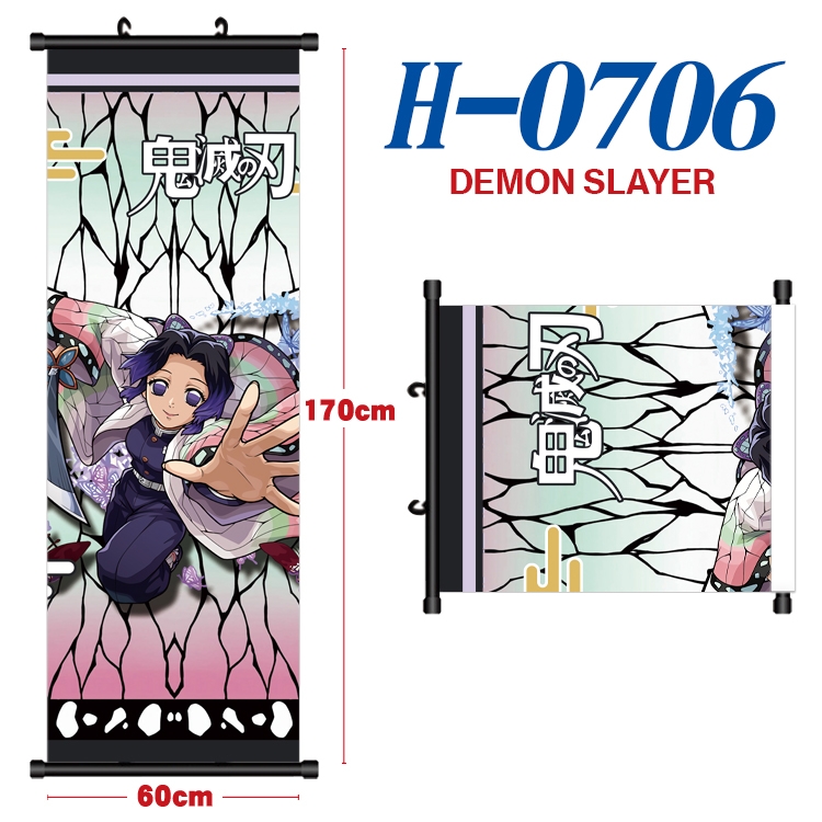 Demon Slayer Kimets Black plastic rod cloth hanging canvas painting 60x170cm H-0706