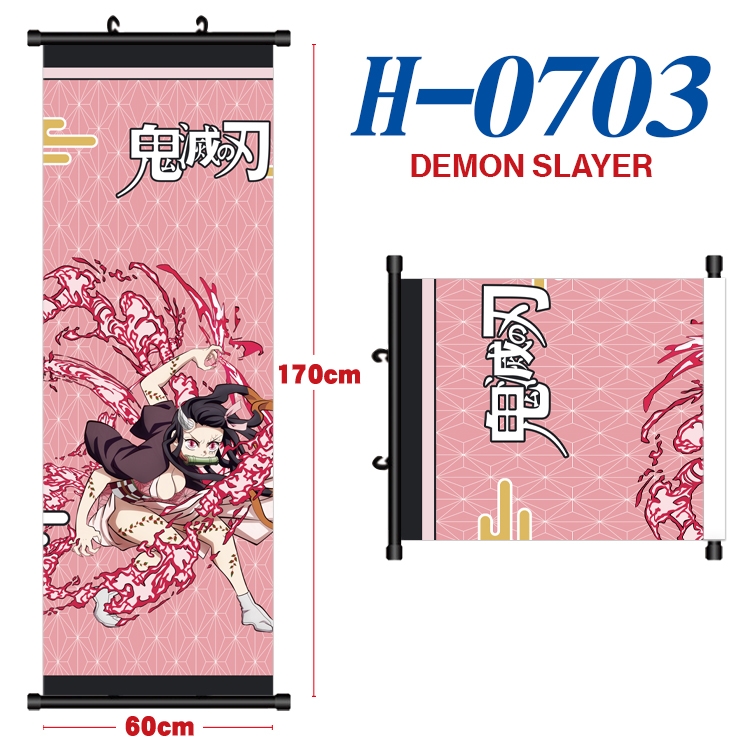 Demon Slayer Kimets Black plastic rod cloth hanging canvas painting 60x170cm H-0703