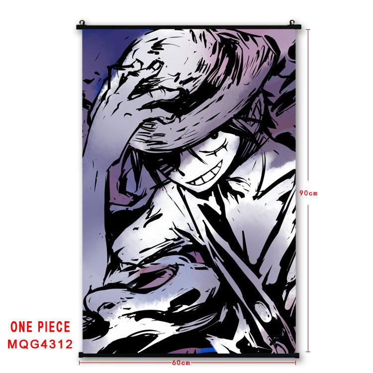 One Piece black Plastic rod Cloth painting Wall Scroll 60X90CM  MQG-4312