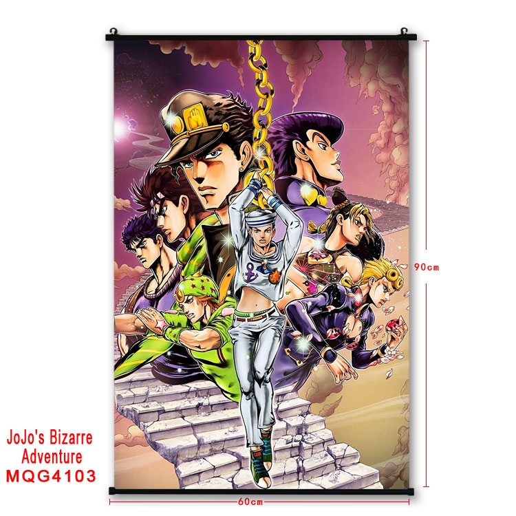 JoJos Bizarre Adventure black Plastic rod Cloth painting Wall Scroll 60X90CM  MQG-4103