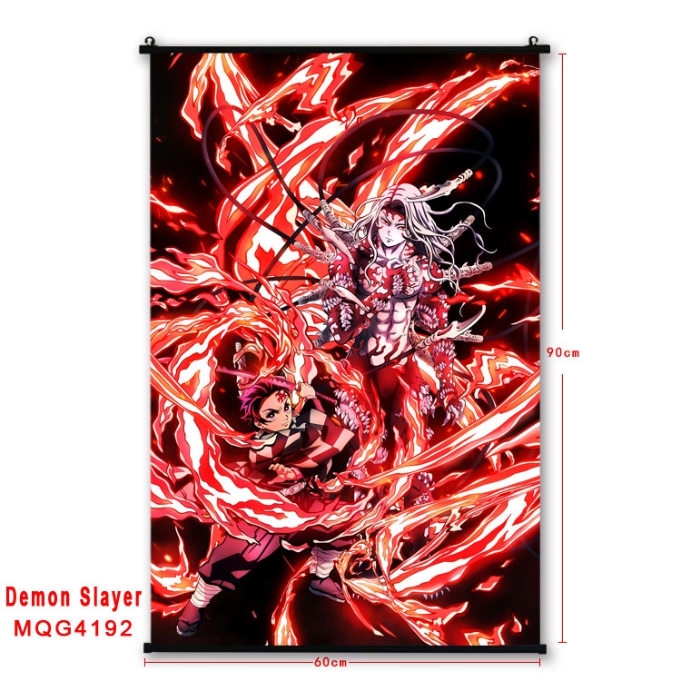 Demon Slayer Kimets black Plastic rod Cloth painting Wall Scroll 60X90CM MQG-4192