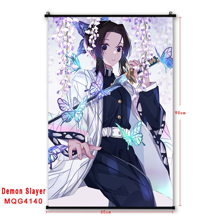 Demon Slayer Kimets black Plastic rod Cloth painting Wall Scroll 60X90CM MQG-4140