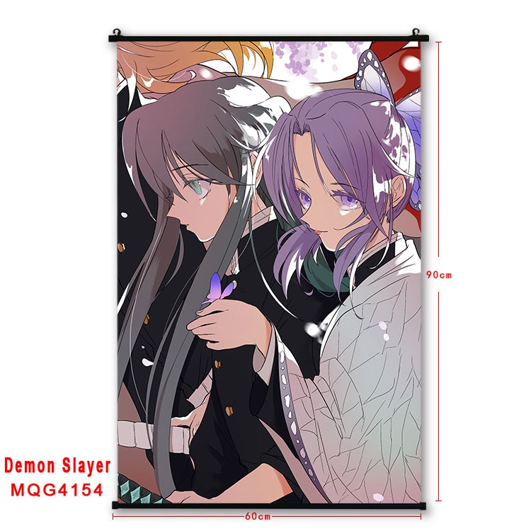 Demon Slayer Kimets black Plastic rod Cloth painting Wall Scroll 60X90CM MQG-4154