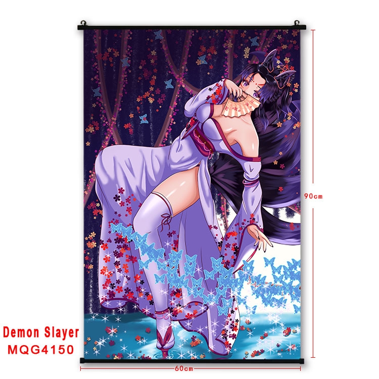 Demon Slayer Kimets black Plastic rod Cloth painting Wall Scroll 60X90CM MQG-4150