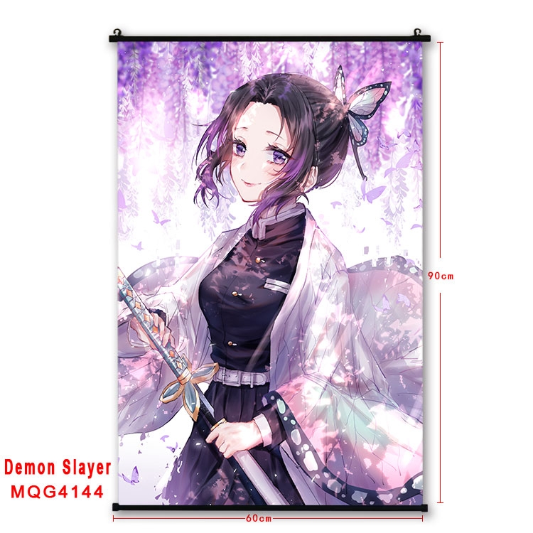 Demon Slayer Kimets black Plastic rod Cloth painting Wall Scroll 60X90CM MQG-4144