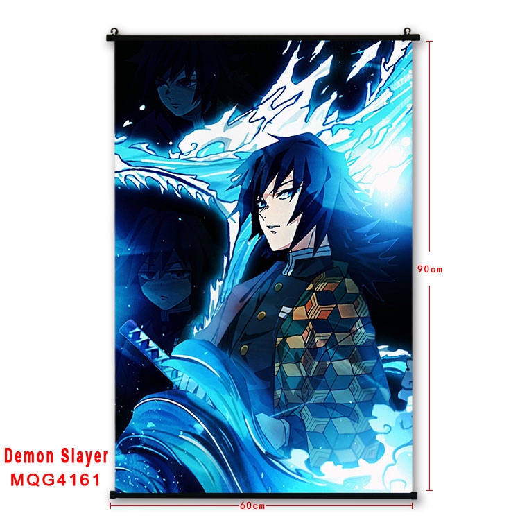 Demon Slayer Kimets black Plastic rod Cloth painting Wall Scroll 60X90CM MQG-4161