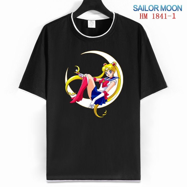 sailormoon Cotton crew neck black and white trim short-sleeved T-shirt  from S to 4XL HM-1841-1
